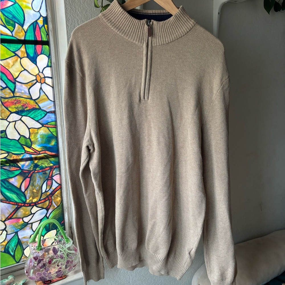 Club Room Men's Tan Zip-Up Sweater